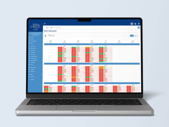 Image of a laptop showing the shift scheduler admin function