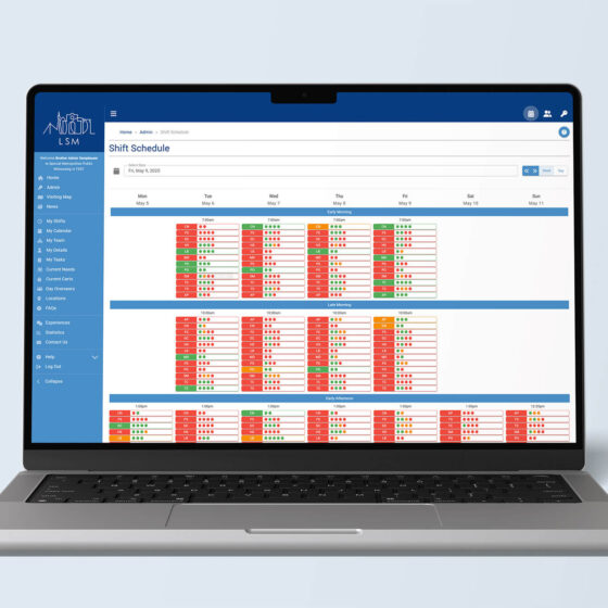 Image of a laptop showing the shift scheduler admin function